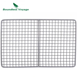 Boundless Voyage folding camping outdoor grill barbecue wire mesh barbecue grill net Titanium BBQ grill plate