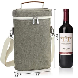 Box Tote Cooler Insulated Wine Bottle Travel Bags for Christmas with Shoulder Strap and Opener