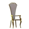 Bride and groom stainless steel gold metal white leather dining chair for wedding