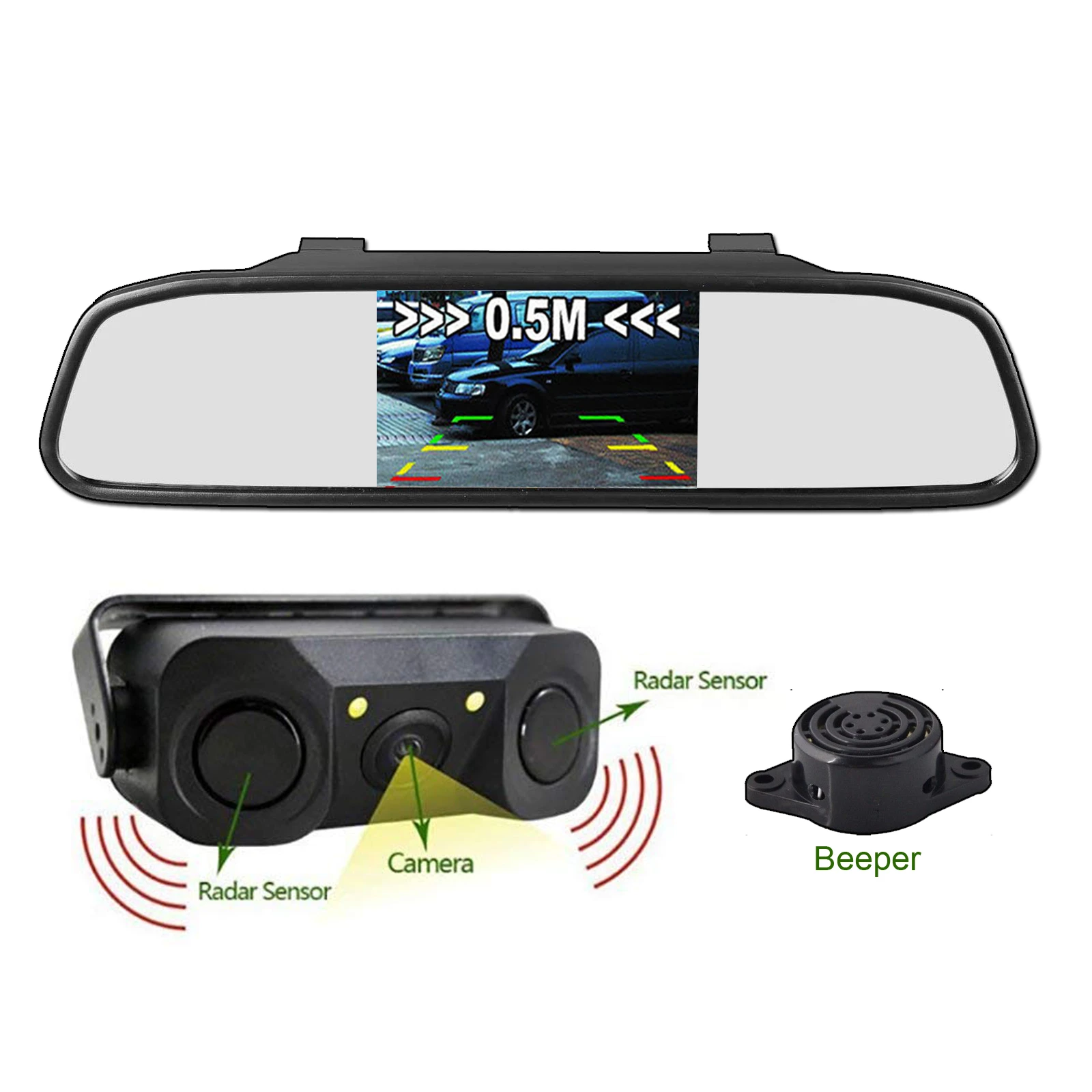 Car Parking sensor  Backup Camera with 2 Sensors Indicator buzzer Alarm Car Reverse Radar Assistance System 3 in 1 camera