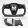 Car Steering Wheel Yoke Style Carbon Fiber Leather For Model 3 Model Y Steering Wheel Assembly Customized