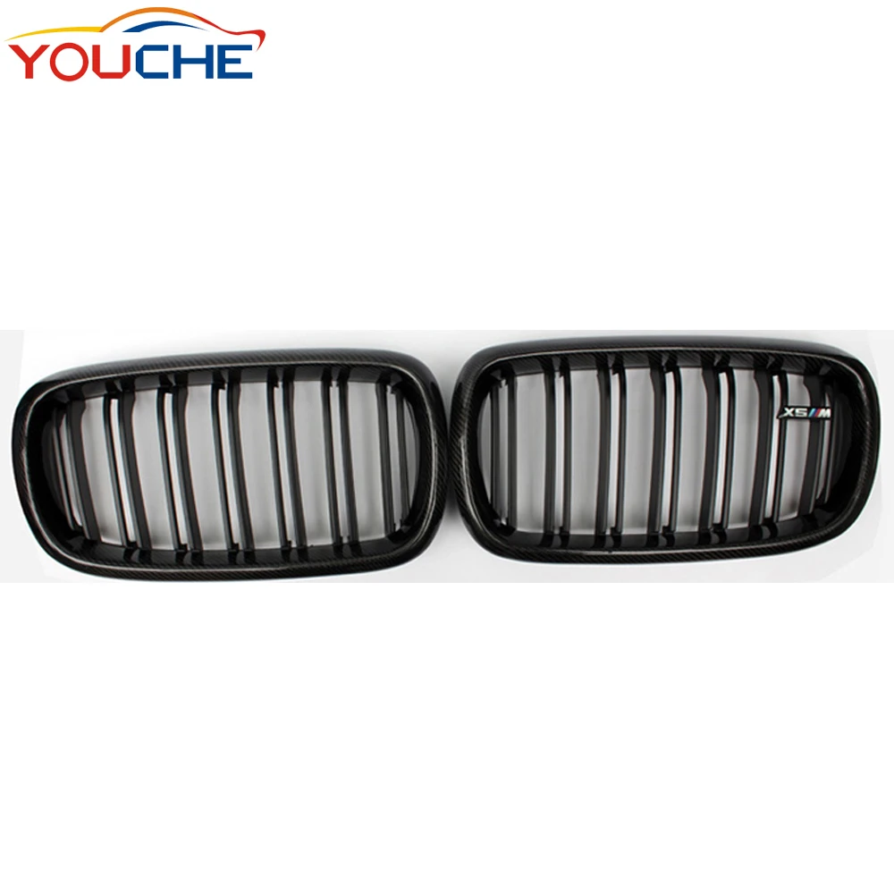 Carbon fiber 2-slat  front grille grill for BMW X5 X6 F15 F16 2015 2016
