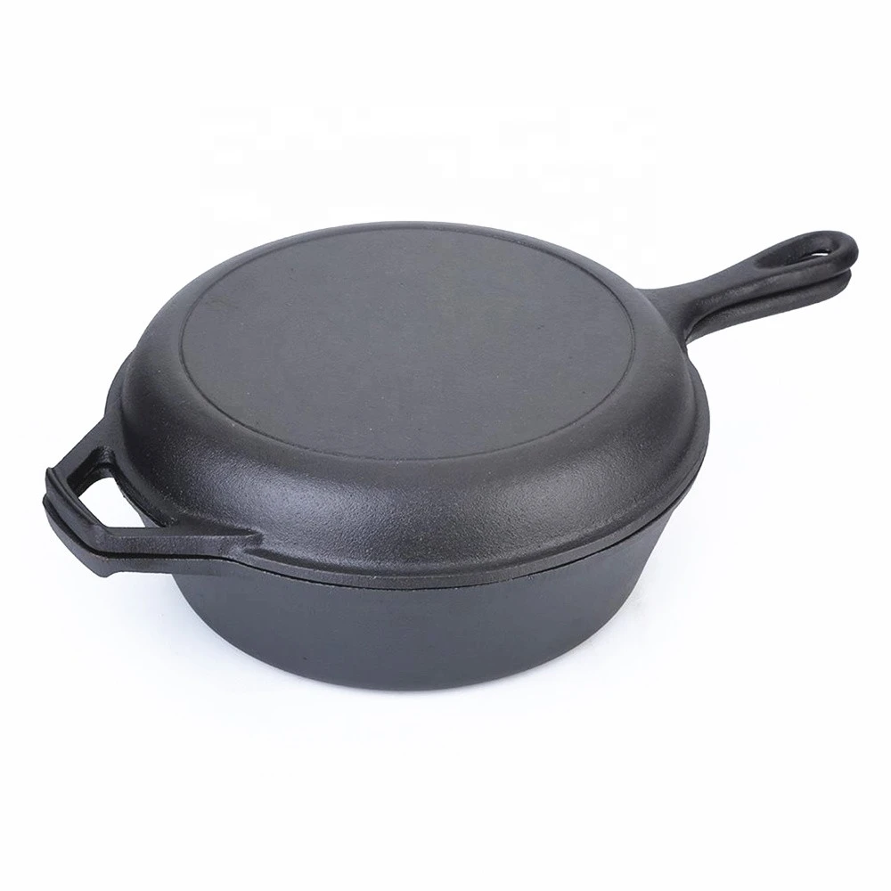 Cast iron 2 In 1 Combo Cooker cast iron fry pan/dutch oven/pot set