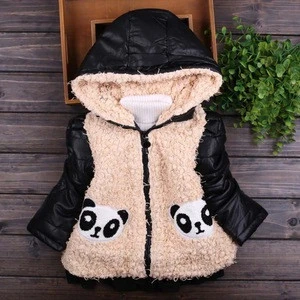 CB3053 latest design girls hood fur cartoon coats