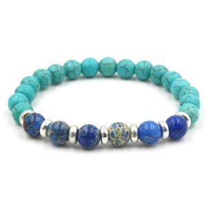 Chakra Beaded Bracelet Men 8mm Natural Stone Turquoise Tiger Eye Leopard Healing Beads Stretch Charm Yoga Women Jewelry