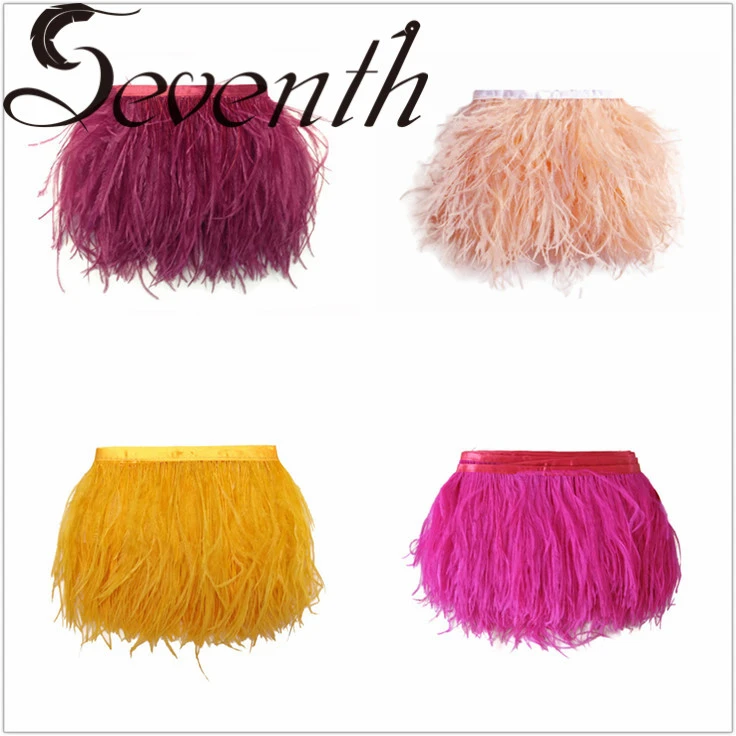Cheap Dyed Colored Ostrich Feather with 10-15cm Bulk Artificial Ostrich Lace Trim Ostrich Feather Fringe