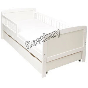 Chidren Kids Bed Frame With Slat Mattress Storage Drawer Solid Pine Wood White-BB-5002