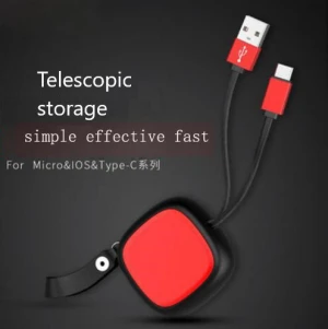China hot selling retractable type-c USB cable with Storage bag
