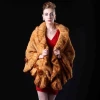 Classic Design Natural Real Mink Fur Stole / Russian Style yellow Fur Shawl