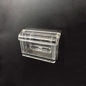 Clear Acrylic Outdoor Business Card Holder With Hinged Lid for Exterior Use
