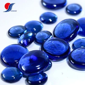Colorful flat glass colored pebbles for fire and garden decoration