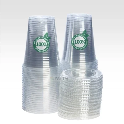 Compostable Bio PLA Clear Disposable Cups Drinking Coffee Milk Tea Cup Biodegradable
