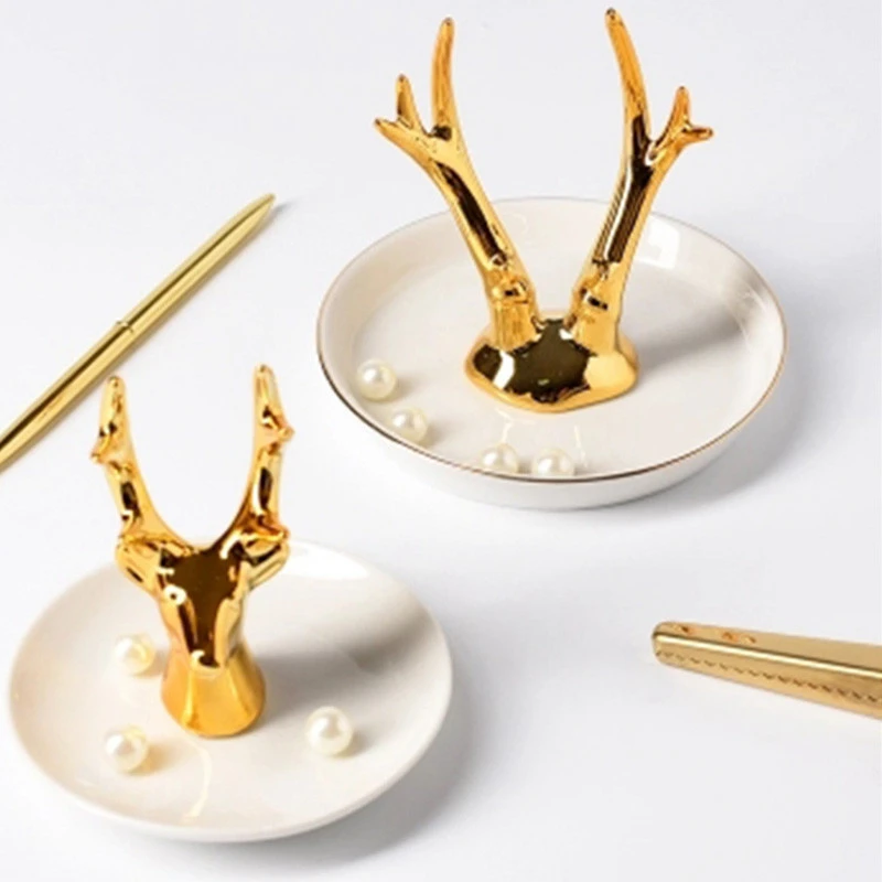 Creative Antler Jewellary Tray Gold Plating Accessories For Household Home Deco