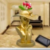 Creative Light Luxury Character Sculpture Decoration Resin Crafts Hat Girl Head Figurines Vase