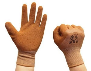 Crepe foam gloves are waterproof  Nylon glove rubber coated nylon  latex gloves