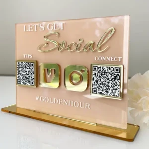 Custom facebook ins plaque acrylic social media sign acrylic table sign qr code display for business