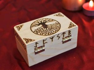 Custom Handmade leaser engrave tree of life Tarot Card Pine Wooden Box