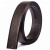Custom length genuine leather men belt with stainless steel automatic buckle