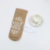 Custom logo drawstring round bottom hemp bags natural jute burlap wine bottle bag