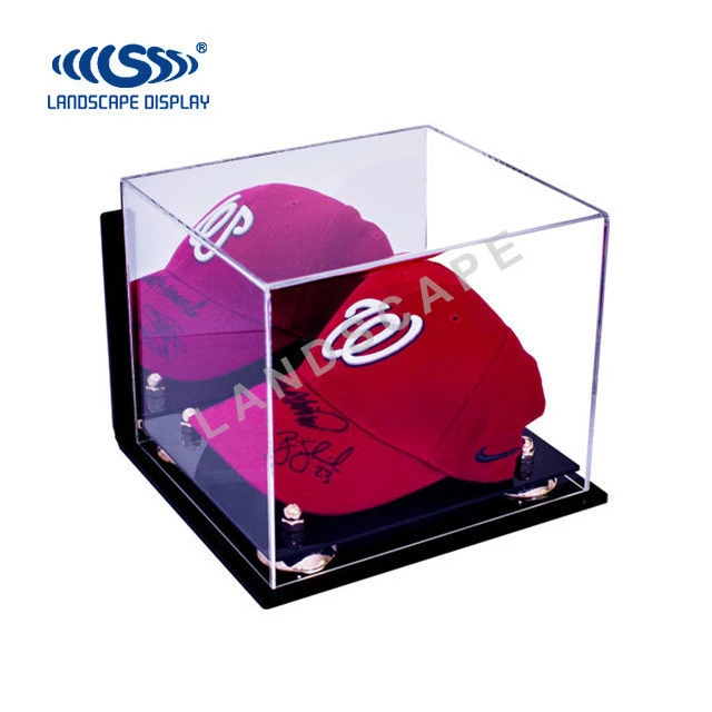 Custom made clear acrylic baseball hat display case / counter baseball hat display box / plexiglass baseball cap display case