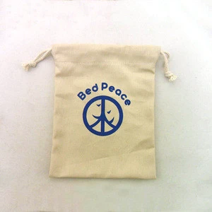 custom printed drawstring brushed cotton twill pouch bag