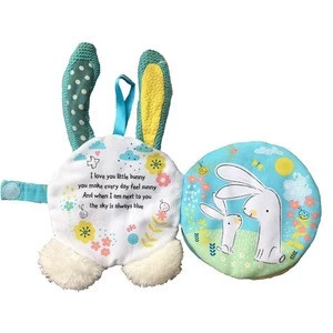 Custom printing rabbit plush cloth child book kids educational toy books