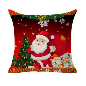 Custom Santa Claus Linen Christmas Decorative Cushion Pillow Case