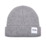 Custom Stretch Acrylic Waffle Knit Beanie Ribbed Slouch Cuff Beanie With Custom Tags