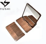 Custom Wooden Hair Comb & Mirror Set Personalized Beard Comb Portable Engraved Make-up Travel Gift