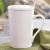 Customized ceramic plain white coffee mug with handle and cover restaurant porcelain tea drinking mug & cup