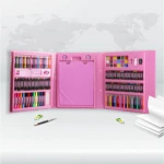 Customized stationery set 208pcs plastic box pencil crayon watercolor painting deluxe kids art supplies set for gift