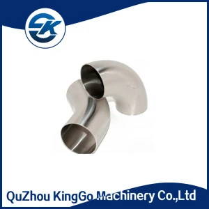 DIN SMS ISO BPE Stainless Steel SS304 SS316L Food Grade 90 Degree Welded Elbow Pipe Bend Tube Angle Head Joint Elbow