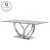 Import dining room furniture stainless steel designs tempered glass top dining table and 6 chairs set from China