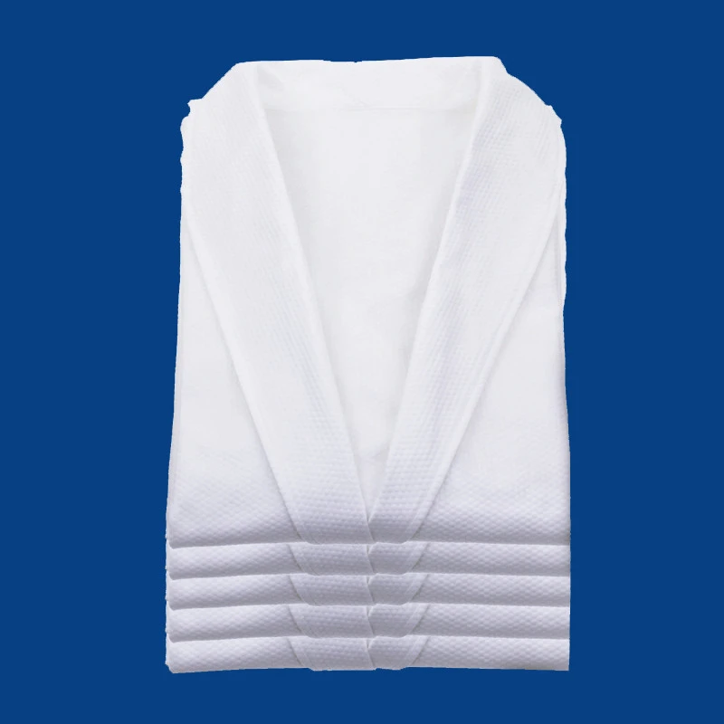 Disposable Sauna Hotel Non-woven 100% Polyester V-neck Bathrobe Male Wrap