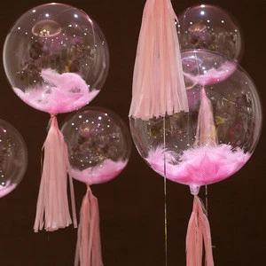 DIY Feather BoBo Balloons Transparent Balloons Clear Round Balloons For Birthday Party Decorations Kids