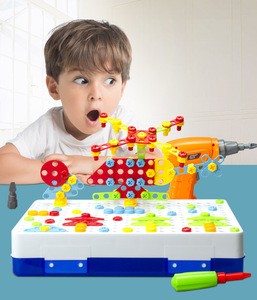 DIY Toy Drill Screw Driver Tool Set Kid Plastic Educational Toy Building Block Games Set