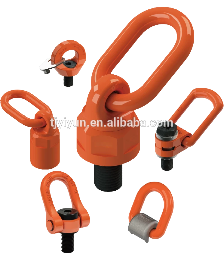 double articulated weld-on swivel hoist ring and rotating hoist ring with lifting point