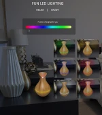 Dropshipping Wooden Warm Mist Humidifier 130ML Aroma Diffuser With Colorful Led Light
