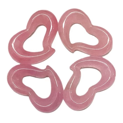 Dyed Pink Jade Gemstone Hearts Carved Love Stone Hearts