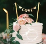 EasternHope Party Supplies Gold Love Heart Banner Cake Decorations Wedding Cake Topper for Wedding Favor