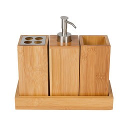 100% Eco-Friendly Bamboo Material Classical Bathroom Accessory Set