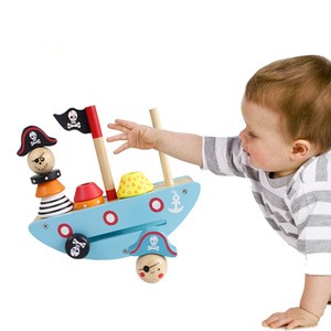 Eco new toys 2010 kids wooden toys montessori baby mini pirate balance ship