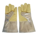 EN407 yellow extreme heat heat proof bbq protective grill safety aluminum foil fire resistant glove for cooking