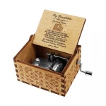 Engraved hand cranked wooden music box For Gift