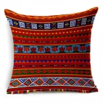 Ethnic Style Striped Pattern Printed Linen Cotton Sofa Pillow Home Decoration Cushion