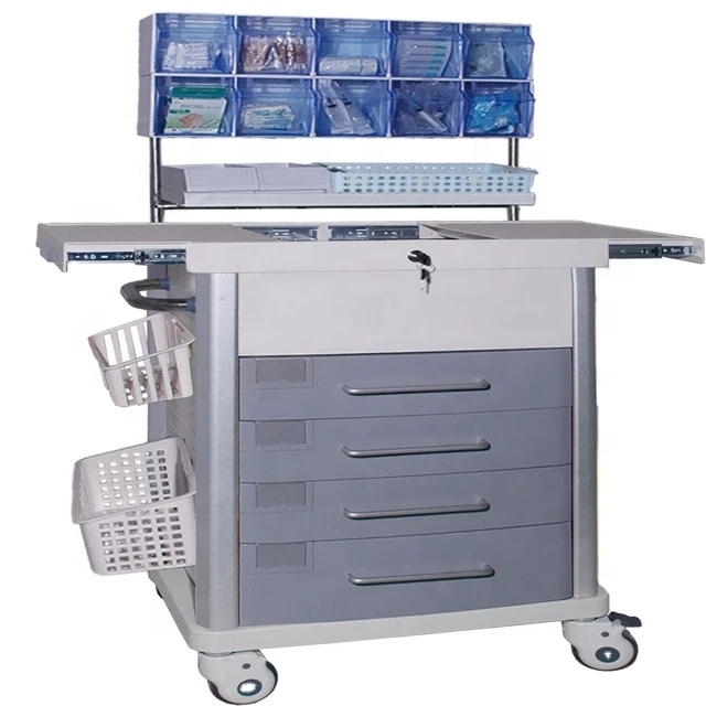 EU-TR516 Factory Direct Sale Anesthesia Medical Trolley with Drawers and Transparent Box