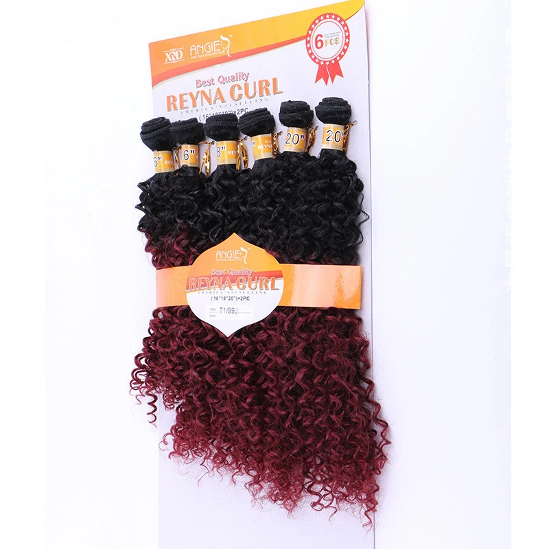Eunice HairCheap Kinky Curly Weaving  6pcs/pack 16 18 20&quot; 1B(Black)Double Weft Hair Weave Bundles Synthetic Hair Extensions