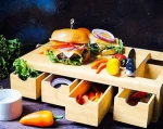 Extra large kitchen bamboo chopping block cutting serving board with 4 pc food storage prep containers drawers