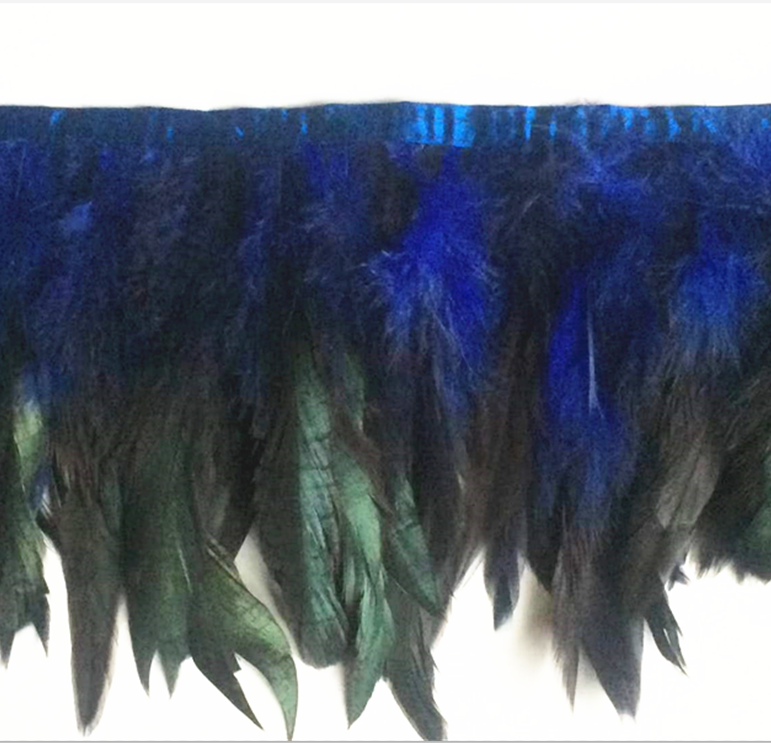 Fabric trimming feathers with satin ribbon tape