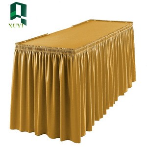 Factory customized unique wedding use design wholesales banquet table skirting